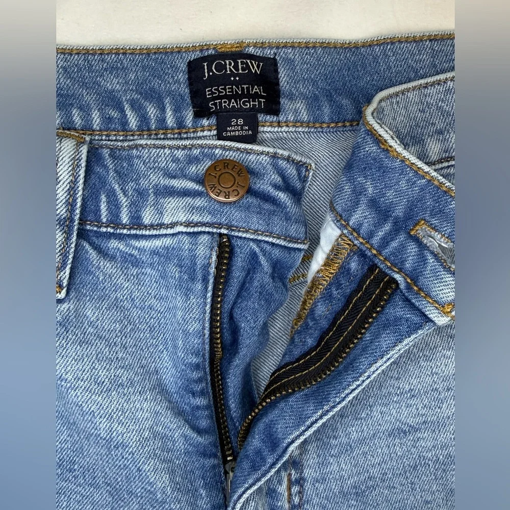 J.‎ Crew Light Blue Essential Straight Leg Jeans Raw Hem